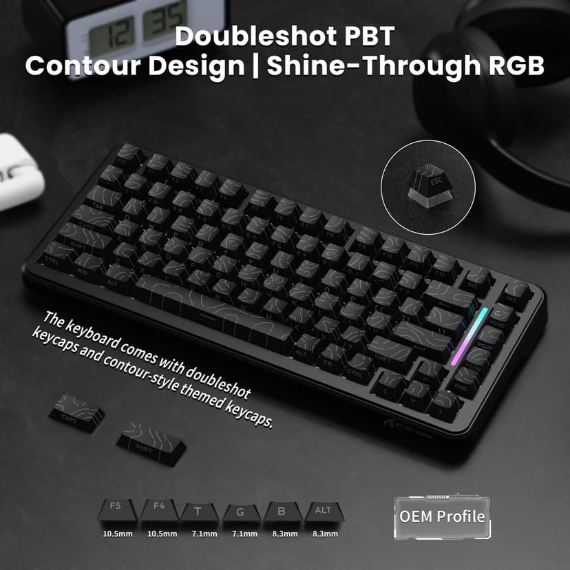 ATTACK SHARK X82PRO HE 75% Wireless Rapid Trigger Gaming Keyboard, Hall Effect Magnetic Switch Keyboard with 0.01mm RT Adjustable Actuation, 8Khz Polling Rate, Hot-Swap, RGB, for PC Gamer (Black) - 9