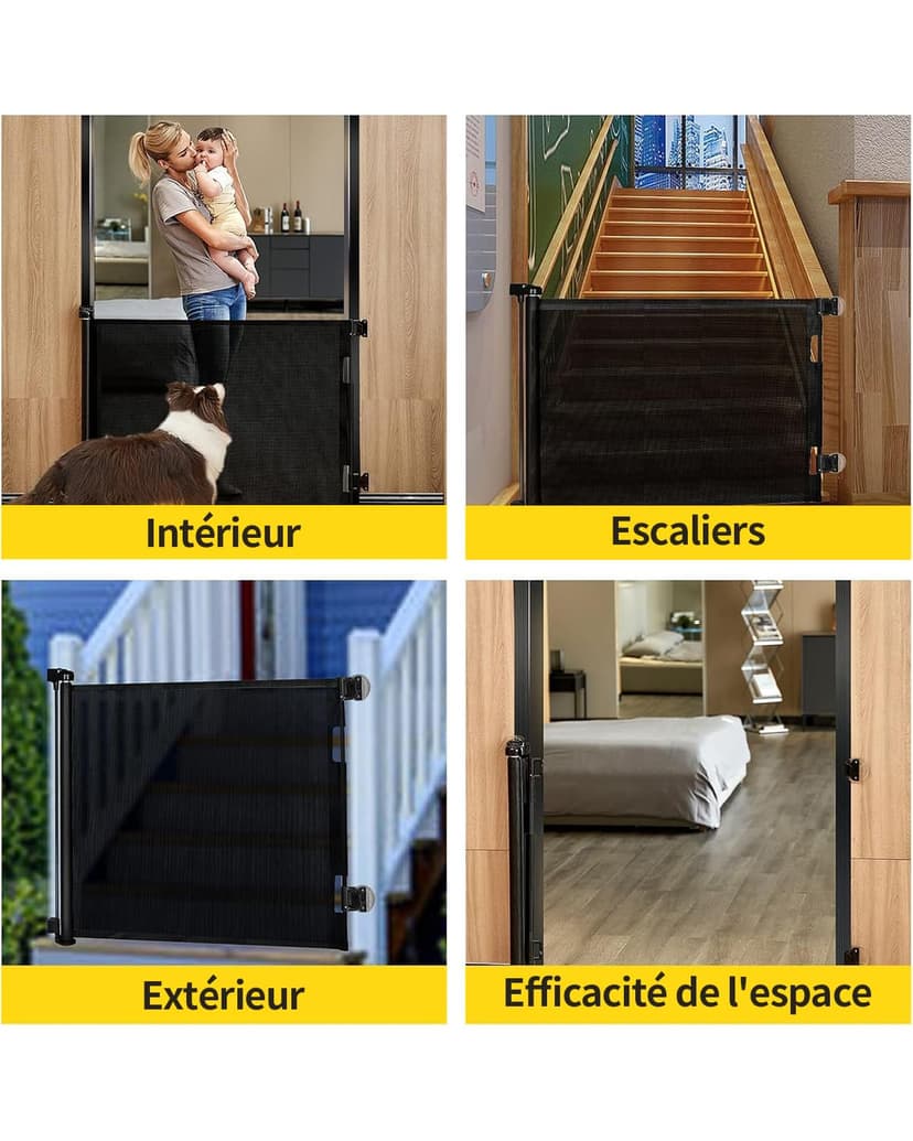 Patywaga Stair Safety Gate, Extendable 0-140 cm, Children's and Animal Safety Gate for Stairs/Doors, Door Safety Gate, Stair Safety Blind with Scissor Mechanism, Children and Dog Safety, Indoor - 5