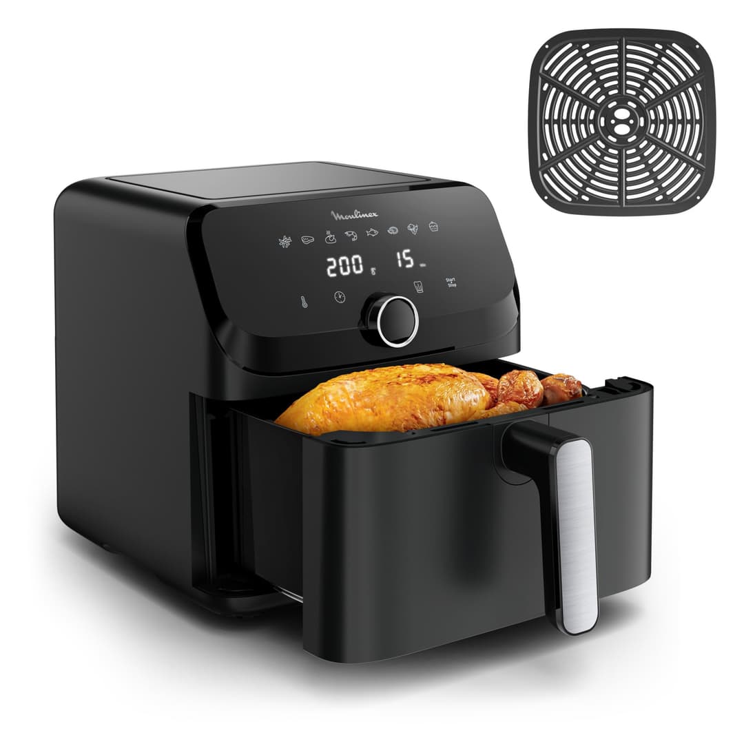 Moulinex Easy Fry Mega, Compact air Fryer, Mono Drawer 7.5 L, Up to 8 People, 8 Programs, Black EZ8558F0