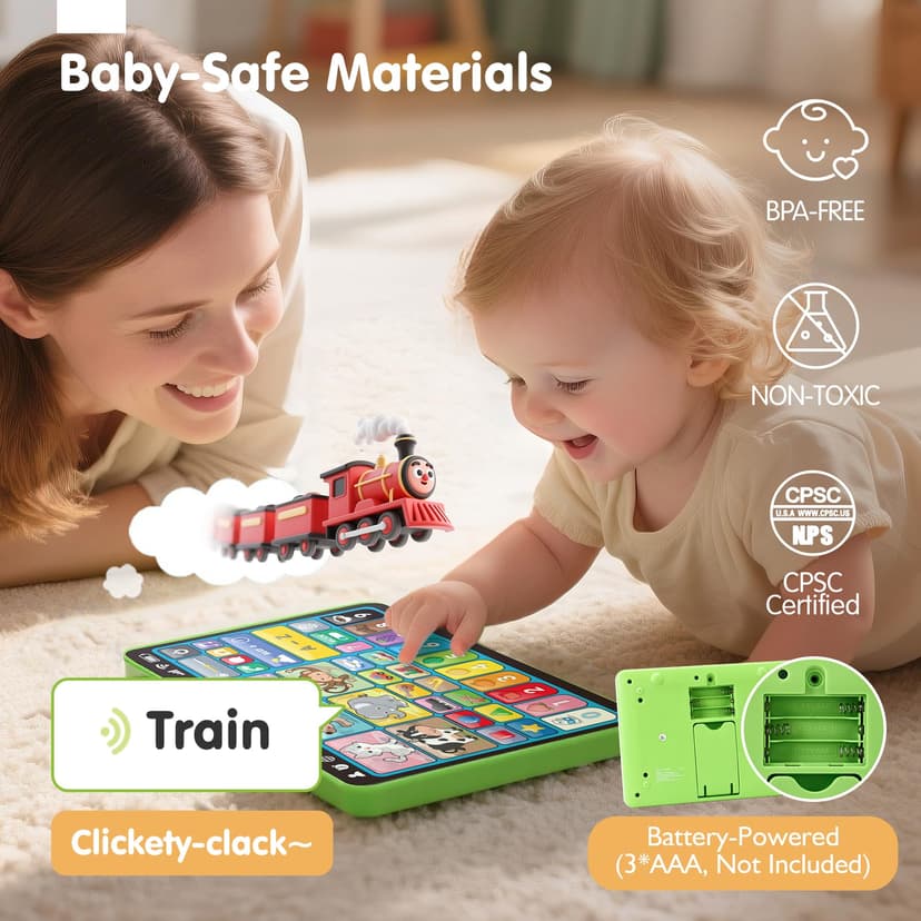 hahaland Multilingual (EN/DE/FR/IT/ES) Baby Learning Tablet for 1 Year Old+ Boys & Girls, Musical Educational Toys, Interactive Kids Tablet with Sounds, Songs, Piano, Q&A Games, Learning Toy Gifts - 5