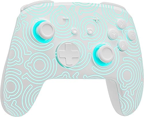 PALPOW Switch 2 Pro Controller, Wireless Switch Controller Compatible with Switch 2/OLED/Lite, Firefly LED Bluetooth Gamepad with Hall Effect/7 RGB Colors/Back Buttons/Turbo/Motion Control - White