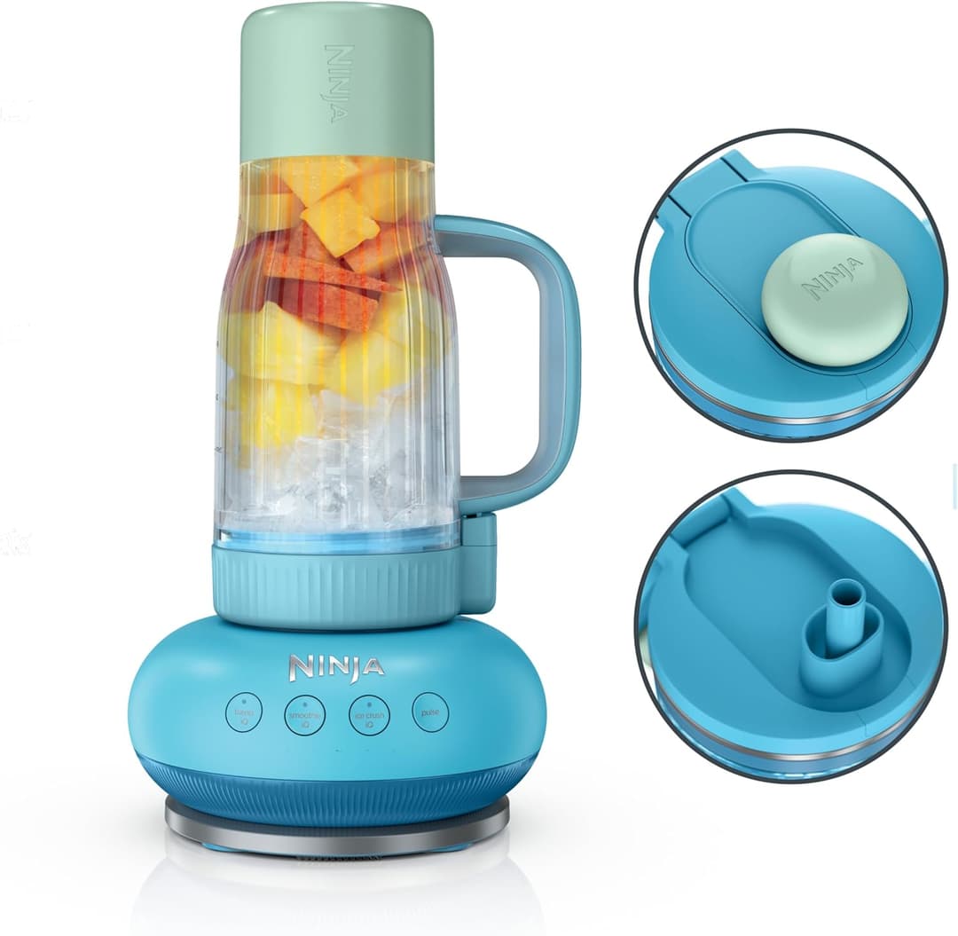 Ninja Blendboss - Spremiagrumi personale per frullati e bevande surgelate, tazza da viaggio da 670 ml con coperchio a prova di perdite, apertura per bere e cannuccia rimovibile, tecnologia Auto-iQ