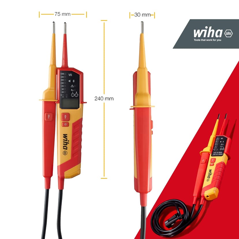 Comprobador de tensión y continuidad 0.5-1,000 V AC, CAT IV incl. 2x AAA batteries - SB 255-17 voltage and continuty tester 0.5-1.000V AC - 6