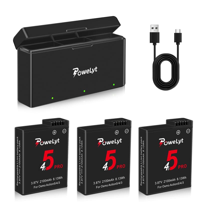 PoweLyt Osmo 360/Action 6/Action 5 Pro/4/3 Batterie 3 piè… - 1