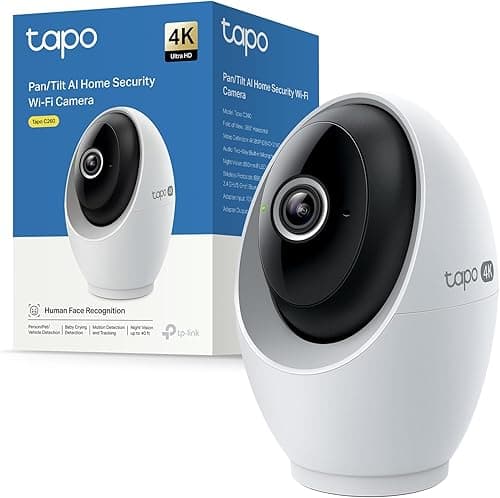 Tapo C260 4K 8MP 360° Indoor Security Camera, Local AI Detection, Physical Privacy Mode, 18x Digital Zoom, Motion Tracking, Two-Way Audio, MicroSD Card up to 512GB