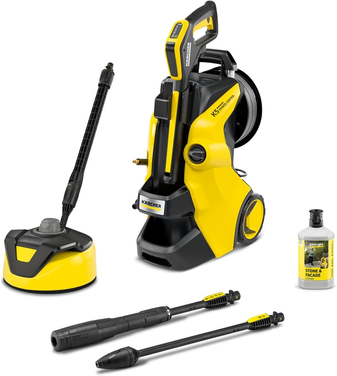 Kärcher Idropulitrice K 5 Premium Power Control Flex Home, Pressione max. 145 bar, Portata 500 l/h, Area di Lavoro 40 m²/h, Pistola Alta pressione, Ugello Rotante, Lavasuperfici