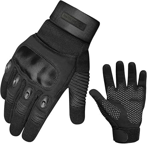 WFX Motorcycle Gloves for Men and Women Hard Knuckle Full Finger Touchscreen Motorbike Gloves for Bike Riding (BLACK, L)