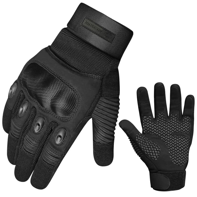 WFX Motorcycle Gloves for Men and Women Hard Knuckle Full Finger Touchscreen Motorbike Gloves for Bike Riding (BLACK, L) - 1