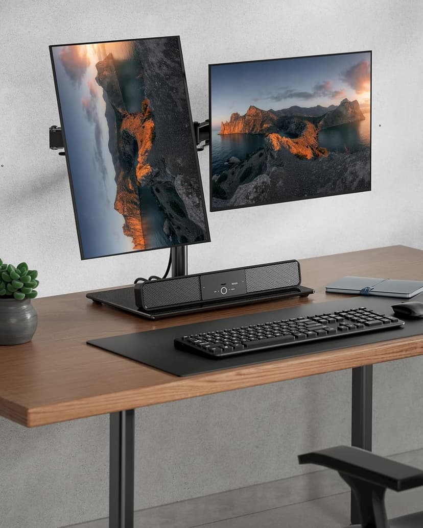 ErGear Dual Monitor Stand for 13"- 32" Screen, Freestanding Dual Monitor Arm Desk Mount with Sturdy Base, Adjustable Double Stand Hold 8KG/Arm Gaming - 7