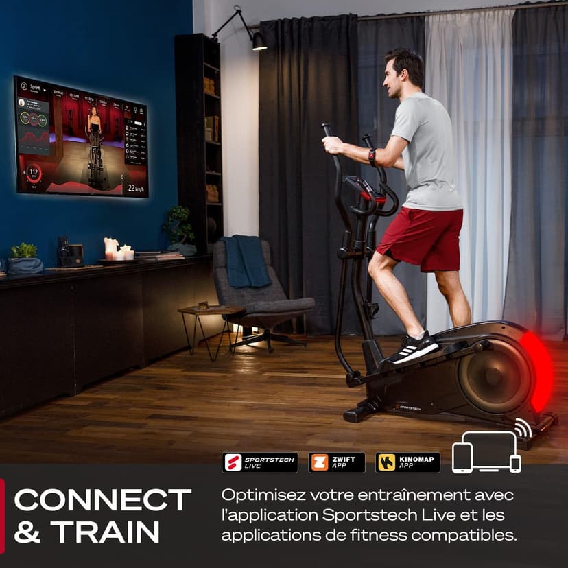 Sportstech CX700 avec Technologie LED innovatrice | Appareil Professionnel, vélo elliptique pour la Maison | 12 programmes | avec système de freinage magnétique de 24 kg | Marque de qualité Allemande - 3