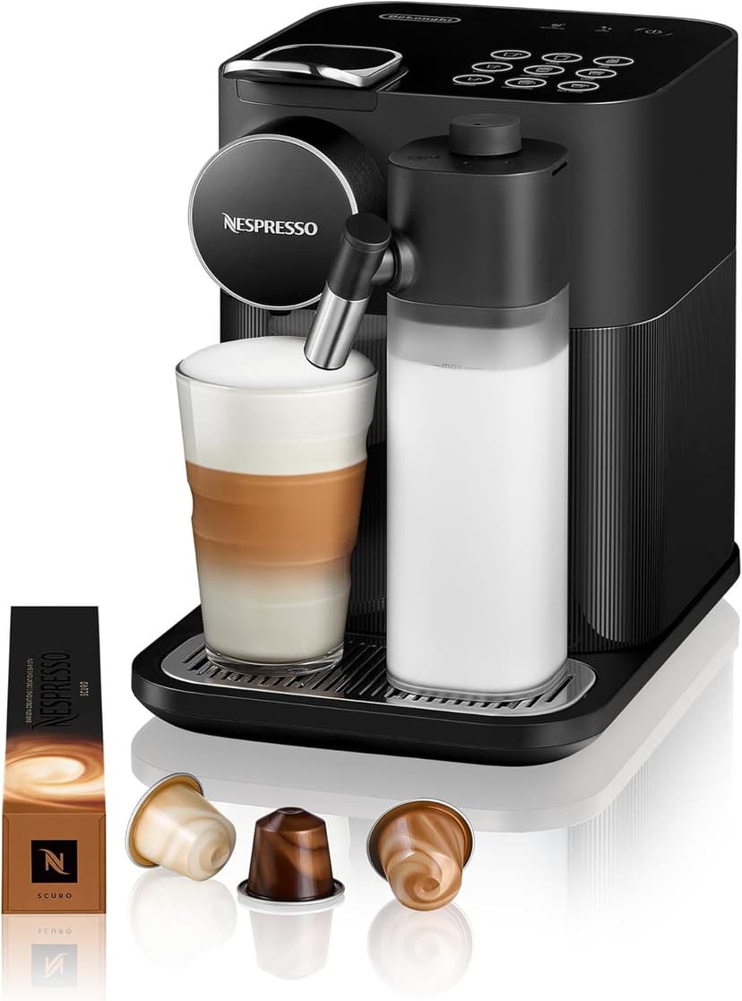 Nespresso Gran Lattissima Coffee Machine by De'Longhi for Original Coffee Pods, Latte, Cappuccino, Integrated Milk Frother, Starter Capsule Set Included, EN640.B, Black - 1