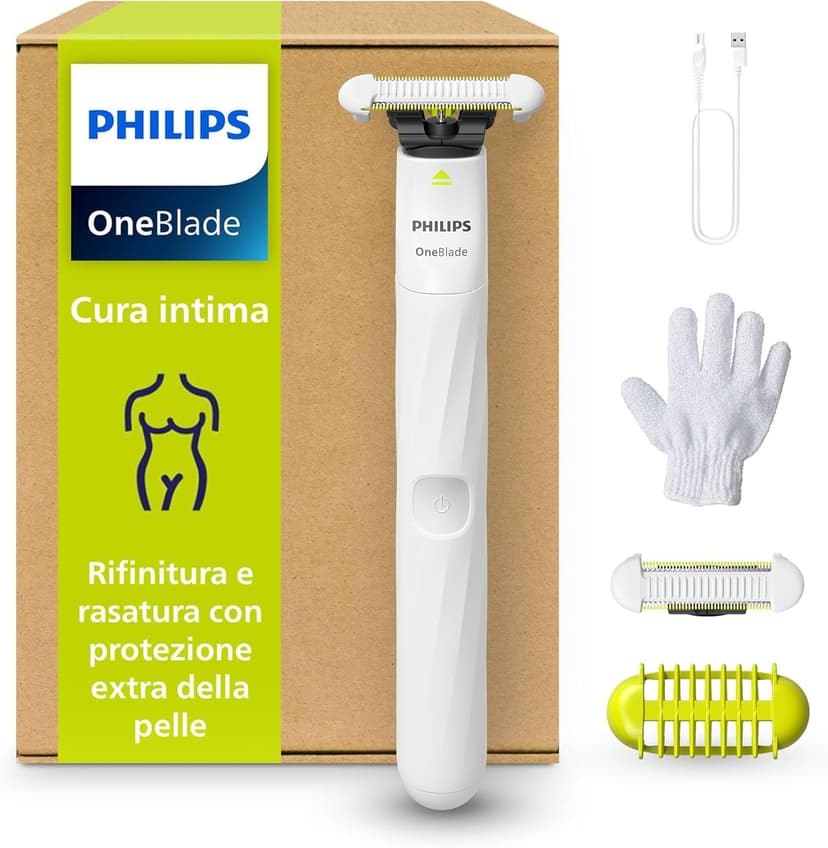 Philips OneBlade Intimate, Designed for Pubic Grooming, Trim & Shave with Extra Skin Protection, Close & Comfortable Results - not Completely Bare, Model QP1924/28 - 1