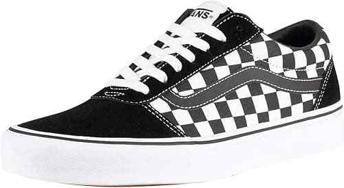 Vans Mens Size 8, Ward Sneaker Black & White Suede Canvas Lace Up Shoes, Low Top Men's Trainers, Lightweight Sports Shoes Active Wear Range (8 UK)