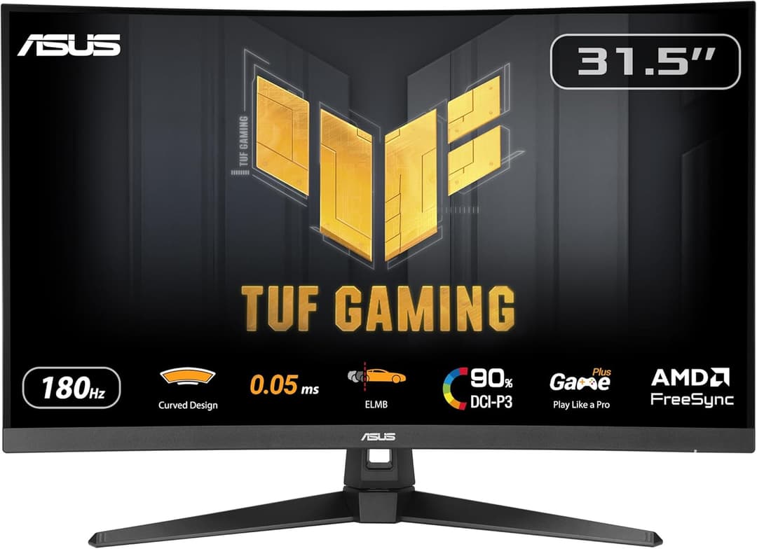ASUS TUF Gaming VG32WQ3B 31.5" Gaming Monitor (QHD, Curved, 180Hz, ELMB, FreeSync, 1ms GTG (0.5ms minimum), 90% DCI-P3, HDR, DisplayWidget Center)