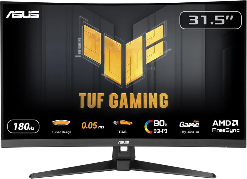 ASUS TUF Gaming VG32WQ3B 31.5" Gaming Monitor (QHD, Curved, 180Hz, ELMB, FreeSync, 1ms GTG (0.5ms minimum), 90% DCI-P3, HDR, DisplayWidget Center) - 1