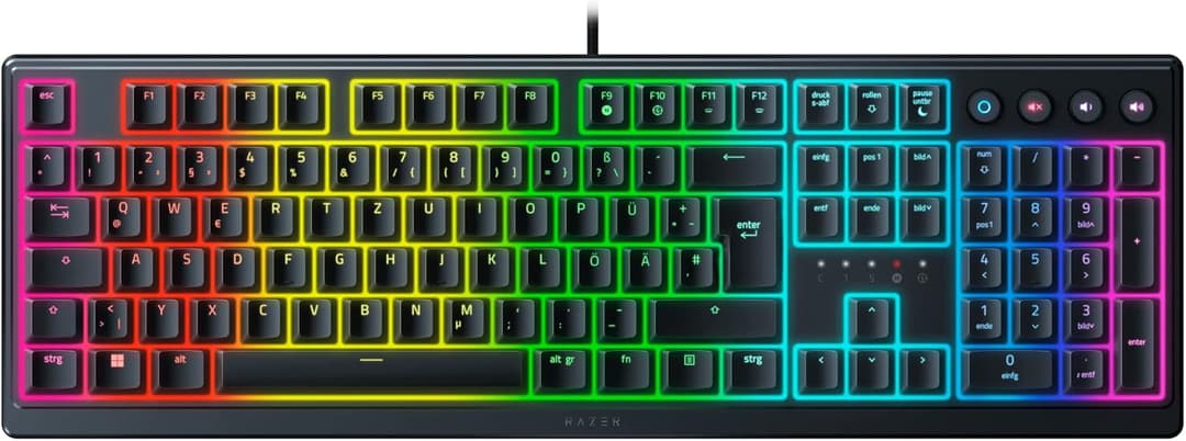 Razer Ornata V3 - Flat Mecha Membrane Keyboard with Razer Chroma RGB (Media Keys, Fully Programmable) QWERTZ | DE Layout, Black