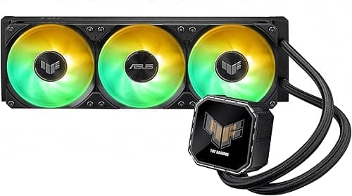 ASUS TUF Gaming LC III 360 ARGB LCD with integrated triple fans designed for high airflow and static pressure; 2.8" LCD for hardware monitoring, custom GIFs and MP4 video clips