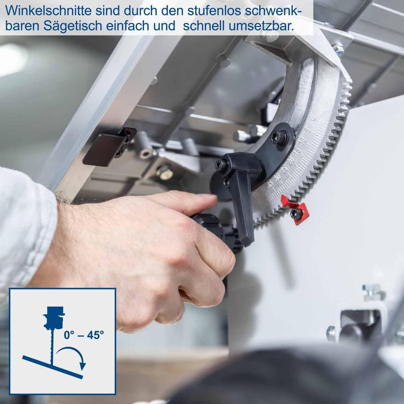 Scheppach HBS261 Band Saw | 2 Cutting Speeds | 0-45° Table Adjustment | Includes Saw Belt, Parallel Stop, Cross Cut Gauge and Slide Block | New Model - 8