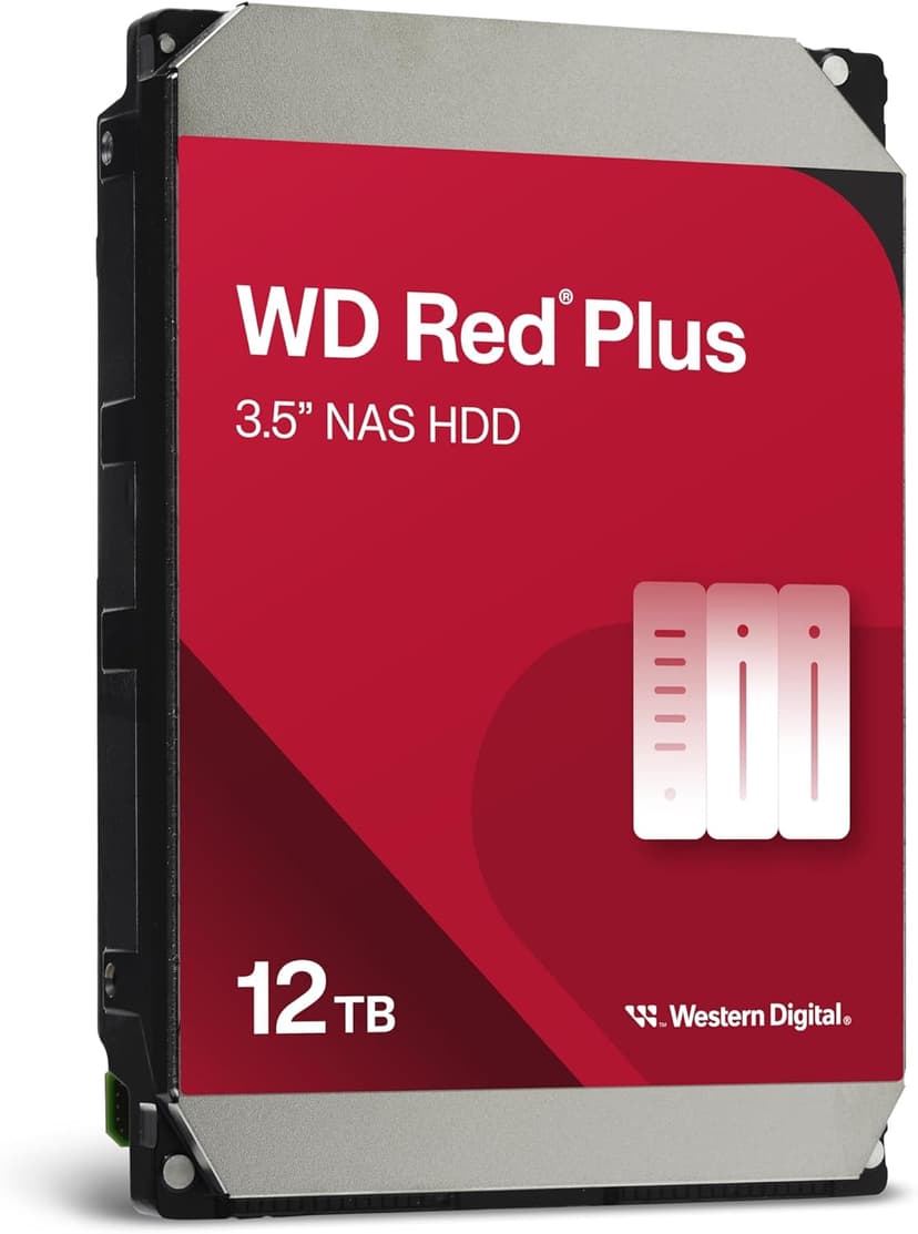 WD Red Plus 12TB NAS 3.5" Internal Hard Drive - 7200 RPM, SATA 6Gb/s, CMR, 512MB Cache - 1