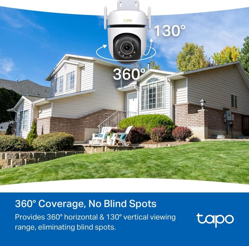 Tapo C530WS 360° Outdoor Surveillance Camera, 3K 5MP, Starlight Colour Night Vision, AI Detection, Motion Tracking, WiFi or Ethernet, MicroSD Card up to 512GB - 4