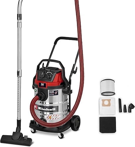 Einhell Aspirateur eaux et poussières TC-VC 3080 SACL (1150 W, capacité d’asp. 220 mbar, cuve 30 l, Classe de Filtration L, Filtre HEPA, Nettoyage du Filtre, Prise asservie, avec Accessoires)