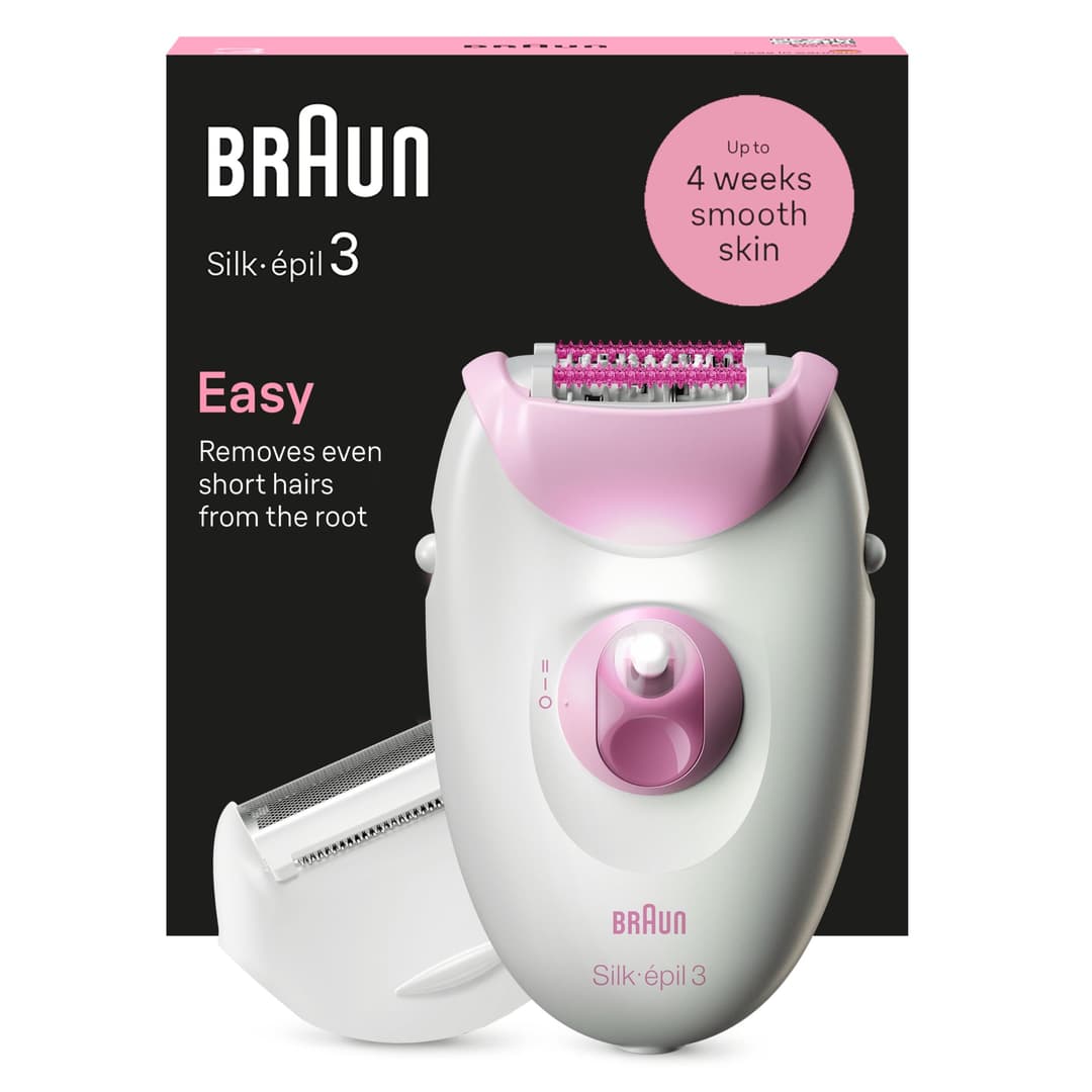 Braun Silk-épil 3 Épilateur Filaire Femme pour Épilation Rasoir et Tête de Tondeuse 3-031 Rose