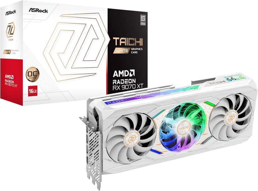 ASRock AMD Radeon RX 9070 XT Taichi White 16GB OC Graphic… - 1