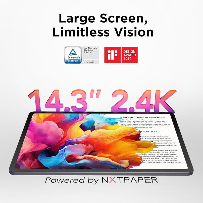 TCL NXTPAPER 14 + Flip Case + T-Pen - NXTPAPER 14 Inch Wi-Fi Display Tablet 16GB RAM (8GB+8GB Ram Expansion) 256GB ROM Battery 10000mAh Fast Charging 33W - Charger + Case and Pen, Grey - 3