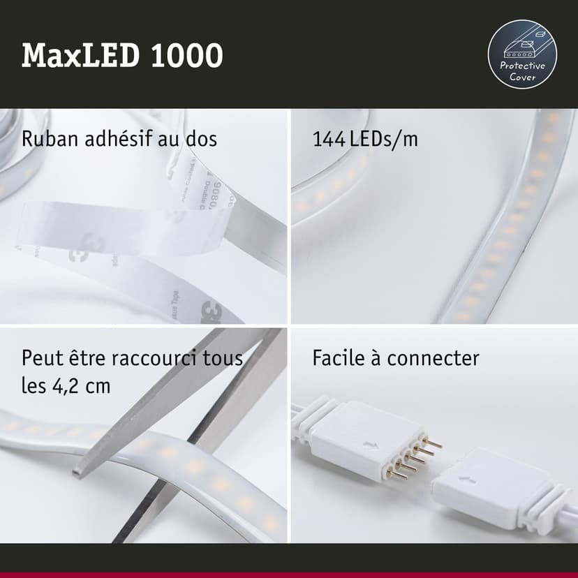 Paulmann 70553 LED Strips MaxLED 1000 daylight white 2.5m 29W 2750lm 6500K IP44 dimmable lighting strip silver plastic - 4