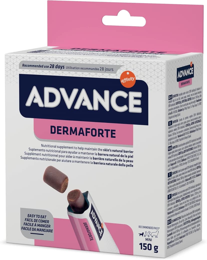 ADVANCE Veterinary Diets Dermaforte - Complément Nutritionnel pour Chien - Boîte de 30 Particles de 5 g - Total: 150 g - 1