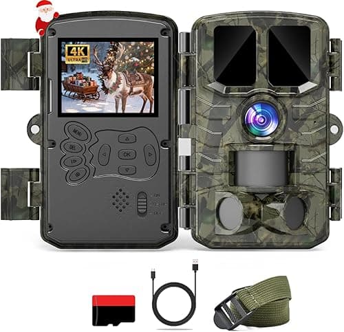 Hunting Camera, 60MP 4K HD Infrared Night Hunting Camera with 850nm IR LED, 120° Wide Angle, Photographic Trap with 32GB Card, for Animal Watching and Security Surveillance