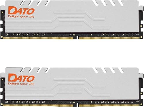 DATO 32GB RAM (16GBx2), DDR4 3200MHz with Heatsink, PC4-25600 CL16 1.35V 288-Pin Non-ECC UDIMM, Desktop Memory Module for Gaming, Extreme White