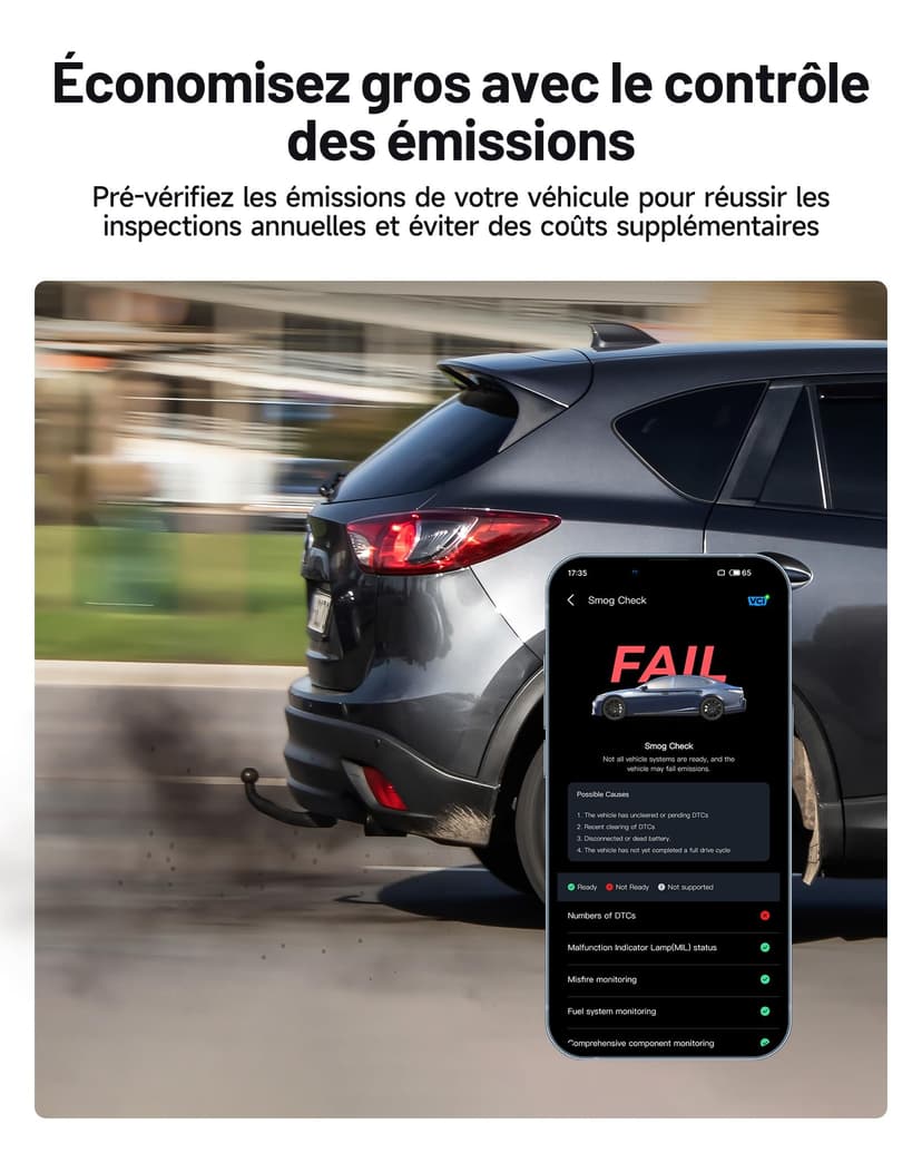 TOPDON Carpal-A Valise Diagnostic Voiture Bluetooth, Tous Les systèmes Diagnostic pour iOS et Android, 6 Services d'entretien, vérification de l'état du véhicule,1 an de Mise à Niveau Gratuite - 6
