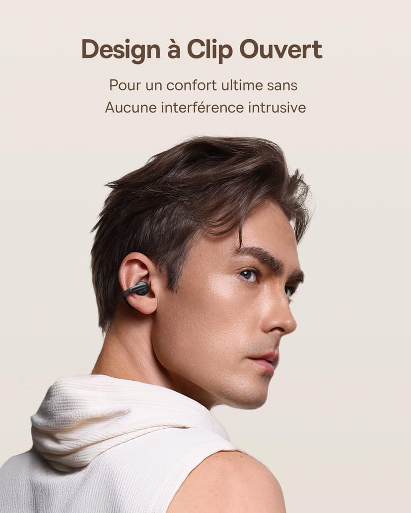 Baseus Bowie MC1 Casque Ouvert, Ecouteur Conduction Osseuse avec Son Impressionnant, Renforcement des Basses Adaptatif, Bluetooth 5.4, Réduction du Bruit Lors des Appels, IP57, Autonomie de 40h - 3