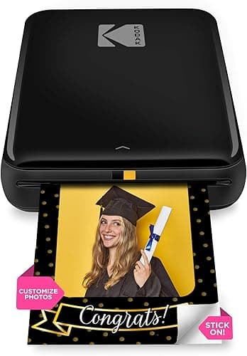 KODAK Step Instant Smartphone Photo Printer, Portable Mini Color Wireless Mobile Printer, Zink 2x3” (5.1x7.5 cm) Sticky-Back Photos, Bluetooth Compatible with iOS & Android Devices, Editing App, Black