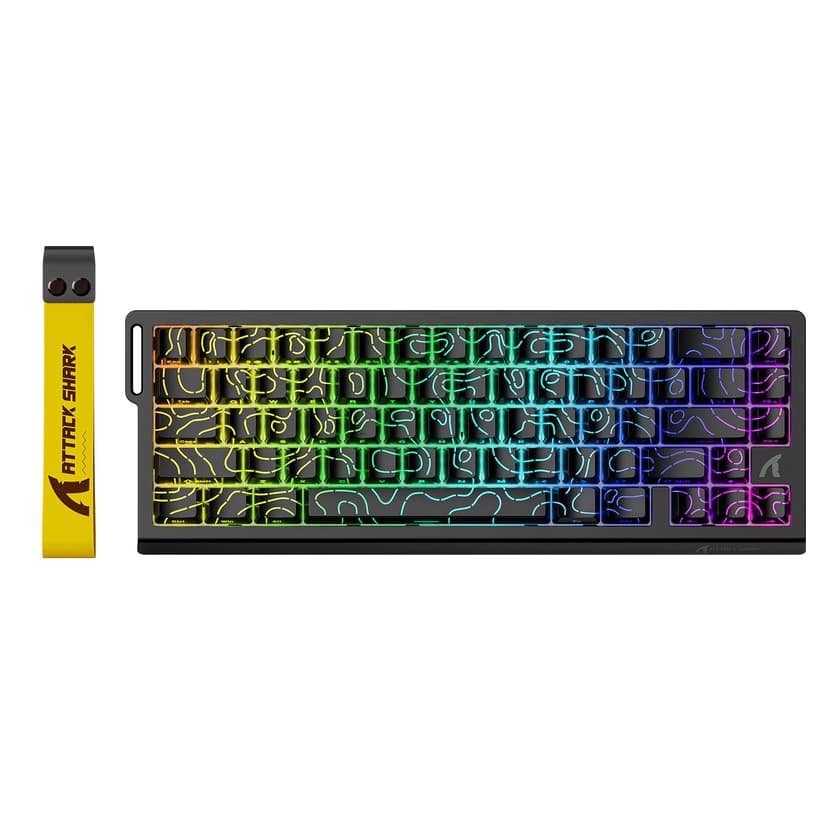 ATTACK SHARK X68 HE 8000Hz Rapid Trigger Keyboard, 0.01mm RT Accuracy Wired Gaming Keyboard with Magnetic Switch, Adjustable Actuation, Rapid Trigger, Snap Tap, RGB Lighting for PC/Mac, Black Contours - 1