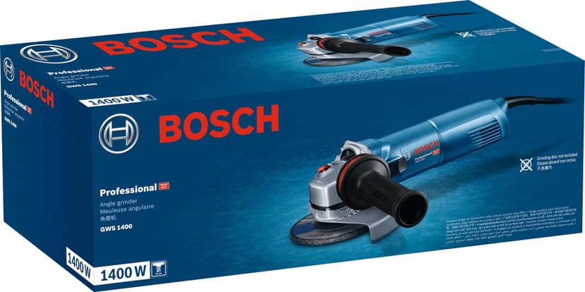 Bosch Professional GWS 1400 angle grinder (1400 W motor, 125 mm disc diameter, backing flange, protective guard, locking nut, two-hole spanner, in carton) - 3