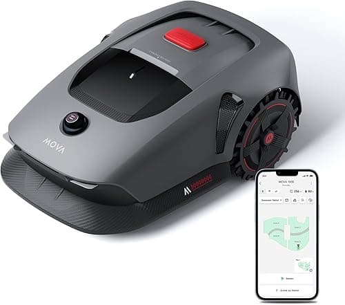 MOVA 1000 Robotic Lawnmower, UltraView Wireless Installation and Accurate Mapping up to 1000 m², smart Obstacle Avoidance, app Control, Improved Off-Road Wheels, U-Shaped Mowing, Fast Charging