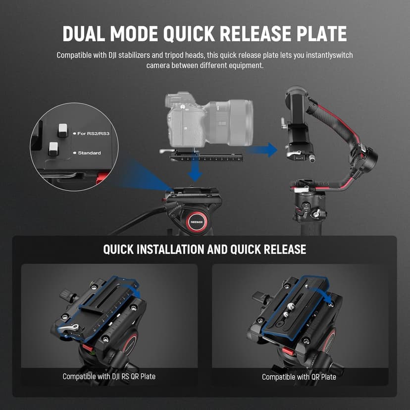 NEEWER 71.6 Inch Pro Camera Monopod Telescopic Carbon Fiber Monopod with Quick Release Plate Compatible with DJI RS Gimbals, Removable Base for Camera Camcorder, Maximum Load 6kg, TP71 - 5