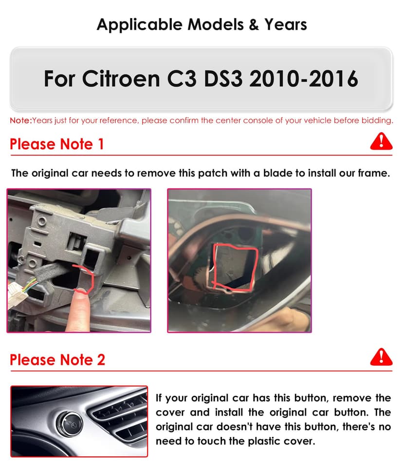 Autoradio Android 13 pour Citroën C3 DS3 2010-2016, 8 cœurs 4G + 32 Go Navi Support autoradio sans Fil Carplay/Android Auto Bluetooth Dab WiFi 4G Lien Miroir caméra arrière/Avant (Noir) - 2