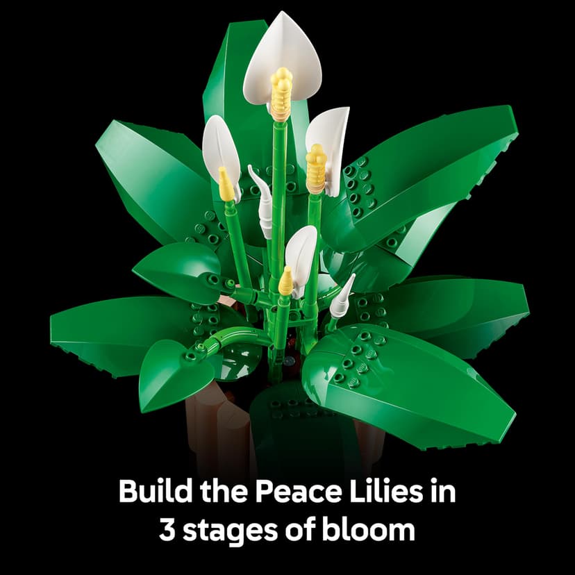 LEGO Botanicals Peace Lily - Artificial Potted Plants Set for Adults - incl. Faux White Flowers & Buds for Living Room or Bedroom Decor - DIY Gift Idea for Women - 11504 - 4