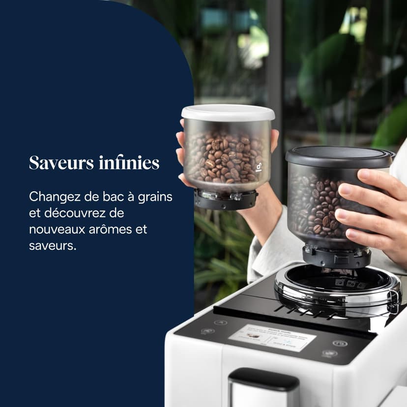 De'Longhi Rivelia EXAM440.55.W, Fully Automatic Coffee Machine with LatteCrema Hot, Automatic Milk Frother, Compact Size Bean to Cup Coffee Machine, 16 Recipes, Touch Colored Display, Arctic White - 5