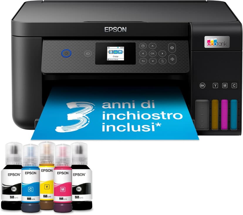 Epson EcoTank ET-2851 A4 Multifunction Printer, High Capacity Refillable Tanks, 5 Bottles Included Equal to 14000pag B/N 5200pag, Color, LCD Display - 1