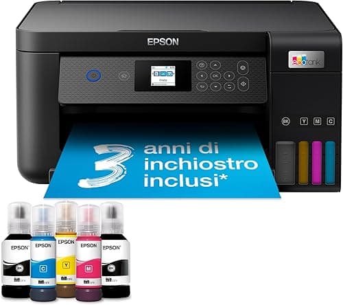 Epson EcoTank ET-2851 A4 Multifunction Printer, High Capacity Refillable Tanks, 5 Bottles Included Equal to 14000pag B/N 5200pag, Color, LCD Display