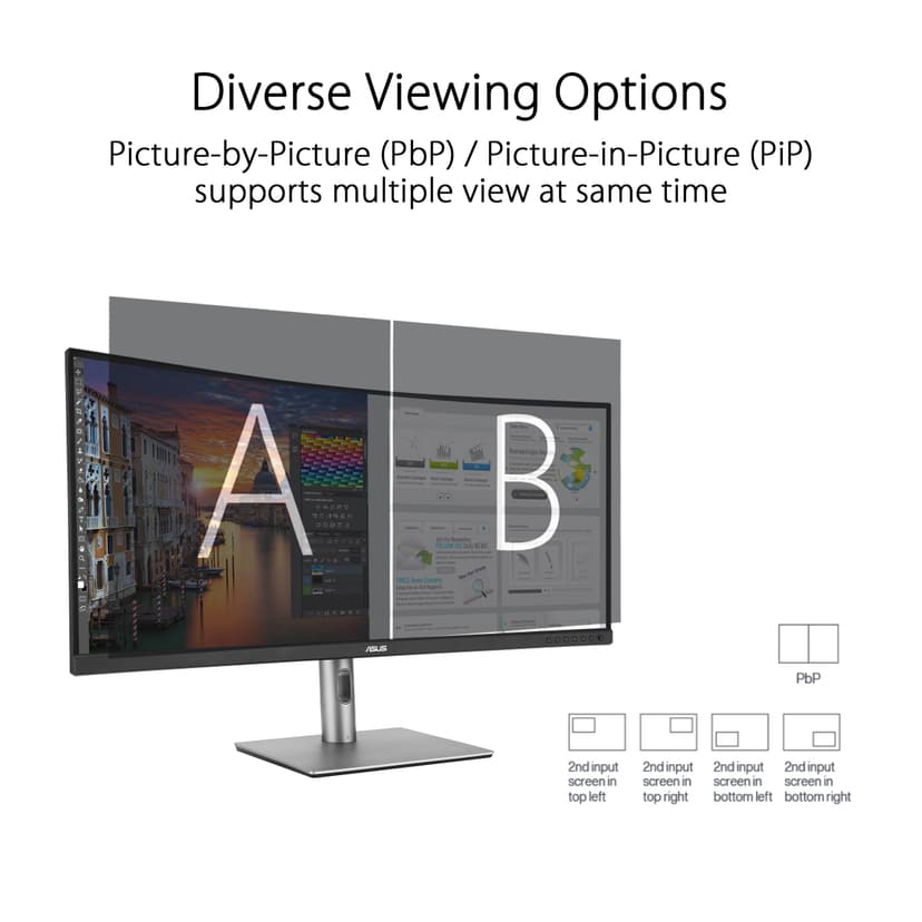 ASUS ProArt Display PA34VCNV Curved Professional Monitor, 34.1", IPS, 21:9 3440x1440, 3800R, 100% sRGB/Rec709, E<2, Calman Verified, USB C Docking PD96W, RJ45, Ergonomic Stand, Green Sustainability - 6