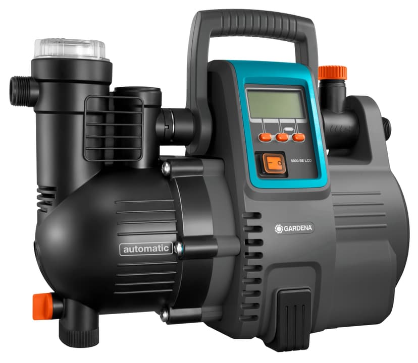 Gardena Station de pompage 5000/5E LCD Comfort : pompe domestique, économie d'énergie, débit 5 000 l/h, moteur 1 300 W avec protection thermique, protection contre la marche à sec (1759-20) - 1