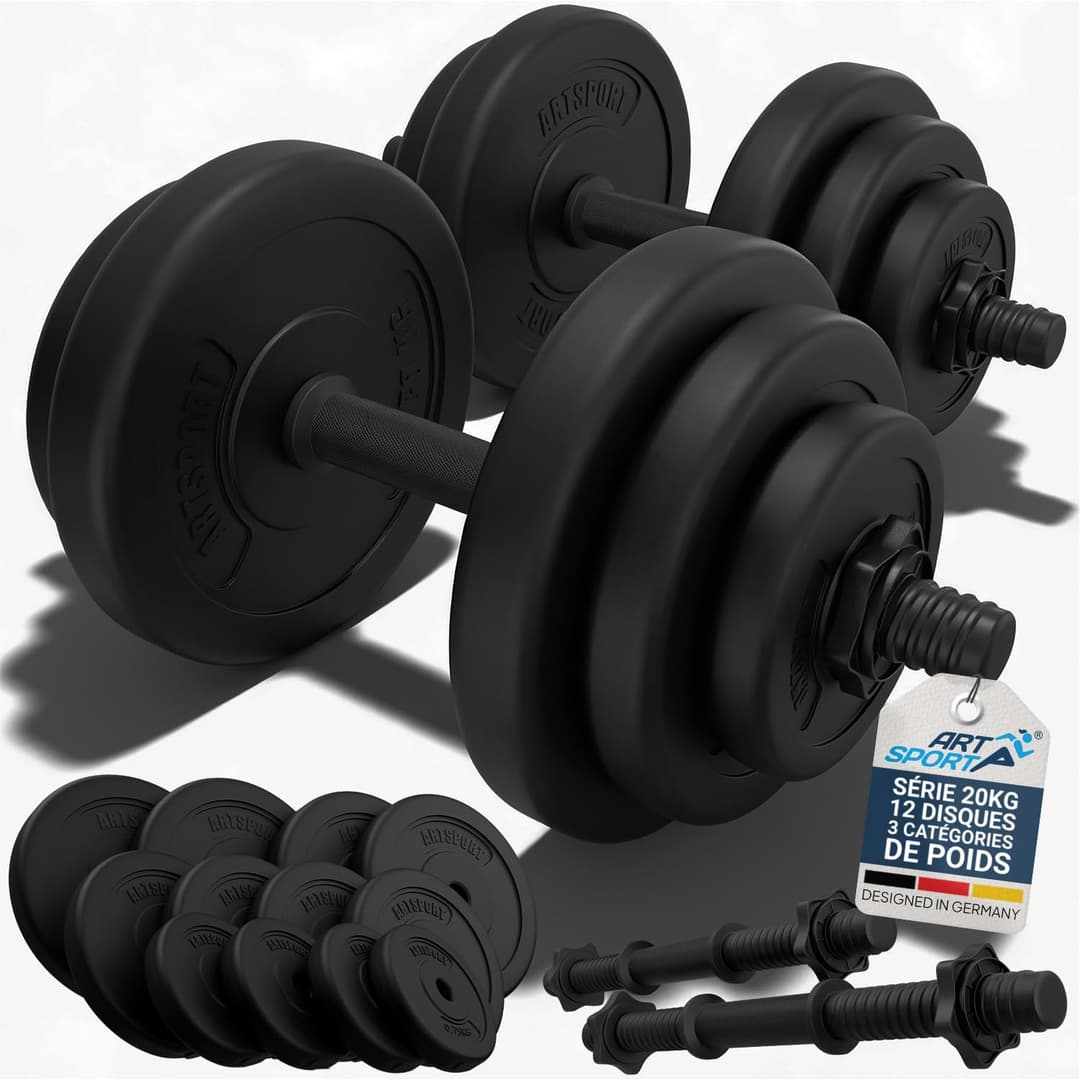 ArtSport Ensemble d'haltères 20 kg – Ensemble d'entraînem…