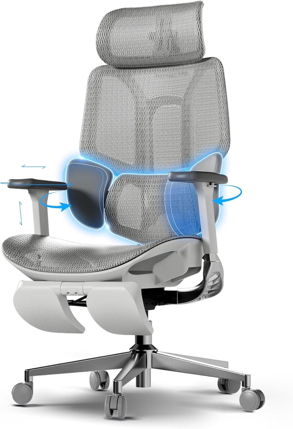 Hbada E3 Air Ergonomic Office Chair with Dynamic Lumbar Support, 3D Adjustable Headrest for Home Office Chair, 3D Adjustable Armrests Desk Chair, Swivel Big and Tall Computer Chair, Gray