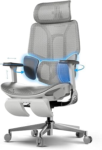 Hbada E3 Air Ergonomic Office Chair with Dynamic Lumbar Support, 3D Adjustable Headrest for Home Office Chair, 3D Adjustable Armrests Desk Chair, Swivel Big and Tall Computer Chair, Gray