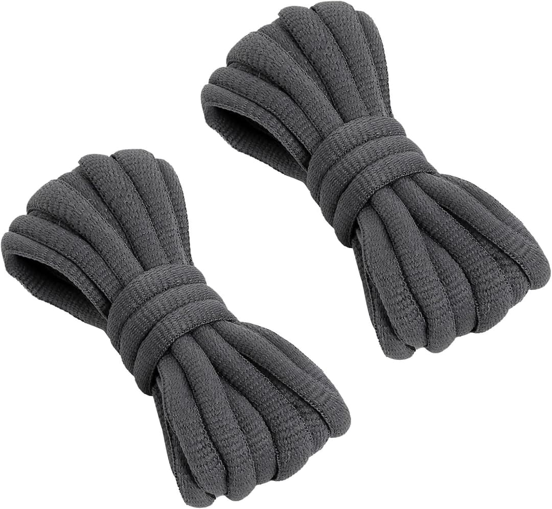 VSUDO 120 cm Oval Dark Grey Trainer Laces, Half Round Deep Gray Shoe Laces for Trainers, Oval Sport Running Shoelaces for Sneakers, Athletic Basketball Shoelaces (1 Pair-Dark Grey-120cm)